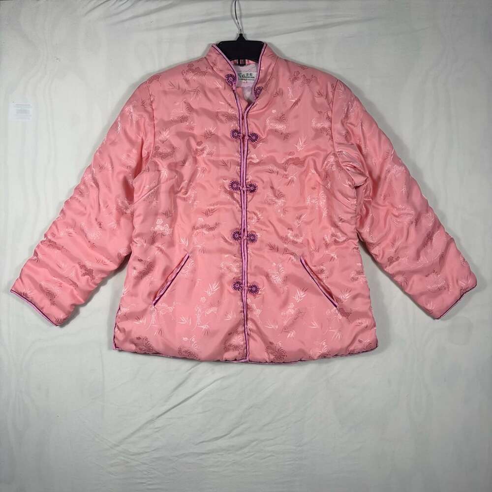 Green Pine Quilted Jacket Size XL Pink Chinese Style